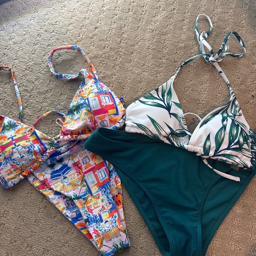 Colorful and Green Bikini Set